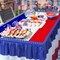 3-Pack 4th of July Plastic Table Skirts Decorations, Red, White & Blue Patriotic Disposable Table Skirts for Independence Day, Memorial Day & Veterans Day Parties, 2.4 x 14 ft